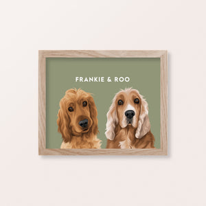 Framed Custom Pet Portrait (2 pets)